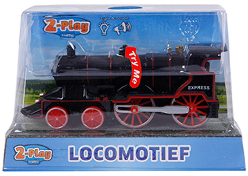 Afbeelding laden in galerijviewer, 2-play locomotief met licht en geluid pull-back 14 cm zwart

