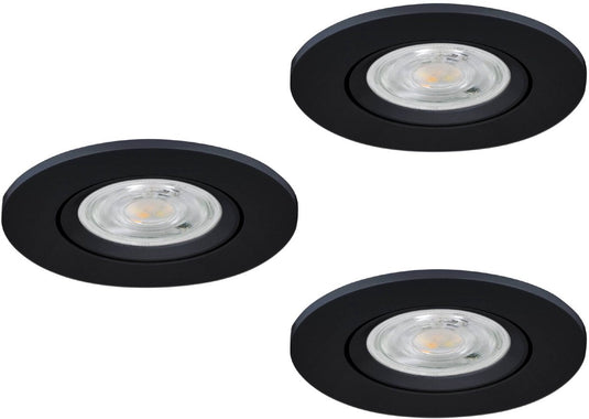 Eglo barranco inbouwspot - badkamer - gu10 - ø 8.4 cm - zwart - set van 3 stuks