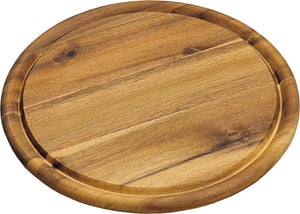 Kesper broodplank serveerplank snijplank - rond - met sapgroef - dia 25 cm - acacia hout