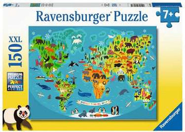 Ravensburger puzzel dieren wereldkaart - legpuzzel - 150 stukjes