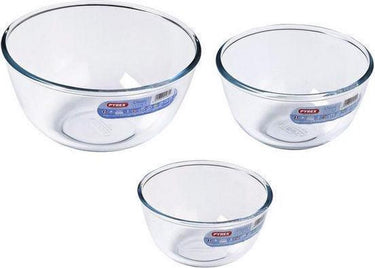Pyrex classic prepware mengkom - borosilicaatglas - set van 3 stuks - 0,5 l 1 l 2 l