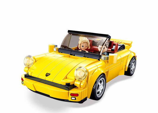 Sluban modelbricks duitse gele sportwagen bouwspeelgoed kinderen vanaf 8 jaar – constructiespeelgoed modelbouw raceauto – bouwdoos met 290 bouwstenen en 2 minifiguren – m38-b1097