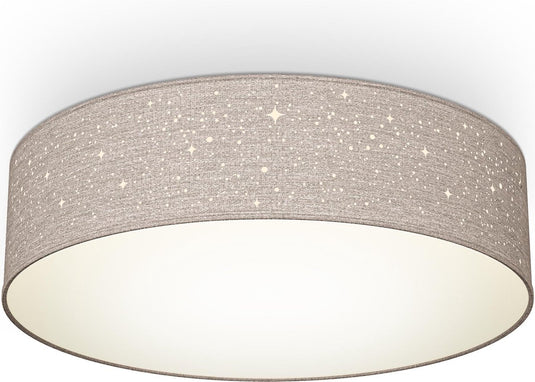 B.k.licht - decoratieve plafondlamp - met sterrenhemel effect - kinderkamer lamp - taupe - rond - 2x e27 fitting - ø38cm