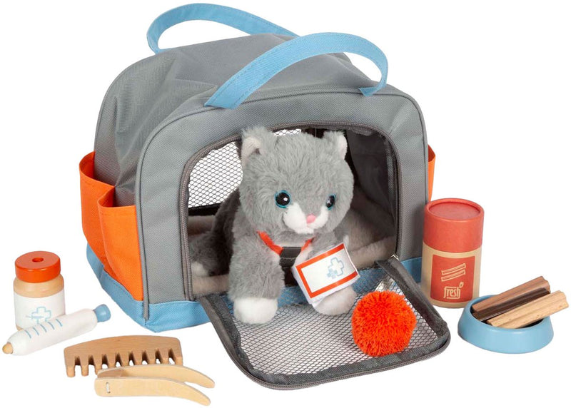 Afbeelding laden in galerijviewer, Small foot - knuffel kat met draagtas en verzorgingsset
