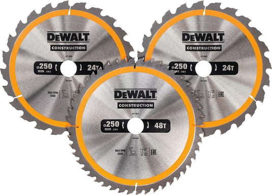 Dewalt dt1963 cirkelzaagbladen set 250mm (24t 24t48t 250 x 30mm)