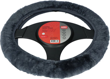Carpoint stuurhoes auto - schapenvacht antraciet - voor sturen met een diameter van 37-39 cm