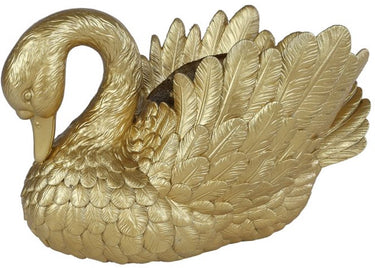 Van manen sculptuur zwaan goud polystone decoratief beeld 28x13x16cm speelgoed.