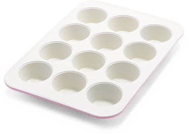 Greenlife contour roze muffinvorm 12 cups - oven - anti-aanbak - pfas-vrij