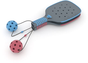 Chillafish pickleball set kinderen vanaf 5 jaar - blauw rood - set met 2 pickle ball rackets en 2 ballen - ergonomische non slip grip - clip together rackets - ideaal voor buiten speelplezier - model pickli