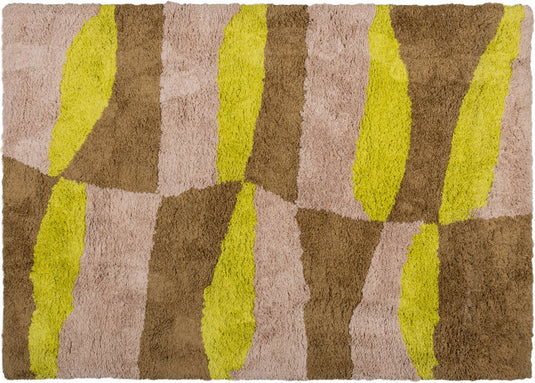 Woood vloerkleed grafisch dessin musa - naturel geel - 170x240 cm