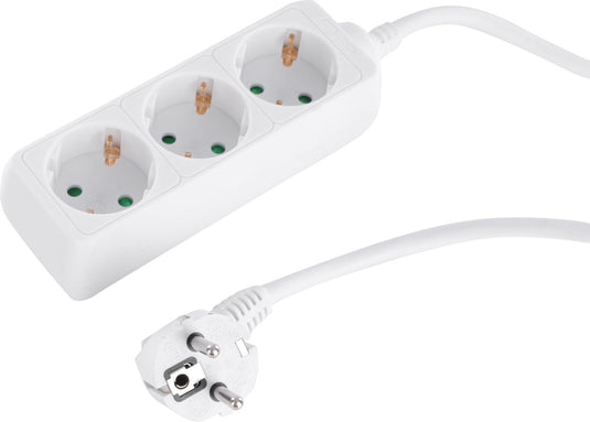 Q-link stekkerdoos - 3-voudig - randaarde - 3 x 1.5 mmâ² - 1.5 m - wit