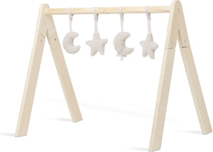 Jollein - babygym speeltjes - baby speelgoed hangers - hout polyester - moon - nougat