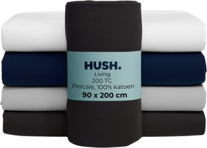 Hush. living hush living - hoeslaken percale 90x20xx+30cm - 100% katoen - 200tc - extra fris en koel - sterk en slijtvast - elastiek rondom - antraciet