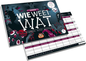 White goblin games - wie weet wat: horror - partyspel - 2 tot 10 spelers - speelt snel en de uitleg is nóg sneller - wie weet wat speel je altijd, met iedereen en overal - ideaal cadeau