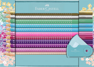Faber-castell kleurpotloden - sparkle - 20 stuks - mini puntenslijper - in blik - fc-201641