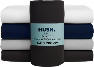 Hush. living hush living - hoeslaken percale 140x20xx+30cm - 100% katoen - 200tc - extra fris en koel - sterk en slijtvast - elastiek rondom - antraciet