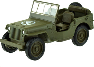 Welly speelgoed usa army jeep auto - legergroen - die-cast metaal - 11 cm - model willys