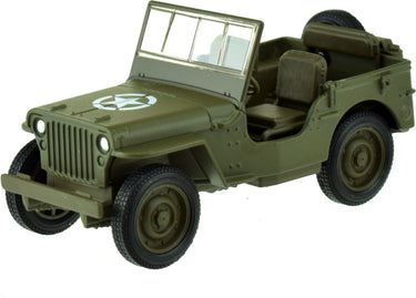 Welly speelgoed usa army jeep auto - legergroen - die-cast metaal - 11 cm - model willys