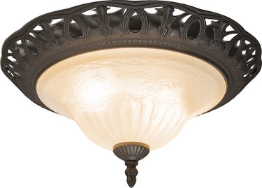 Trio rustica - plafonniere - roestbruin - albast glas - metaal - d 38cm - 2x e27 lamphouder
