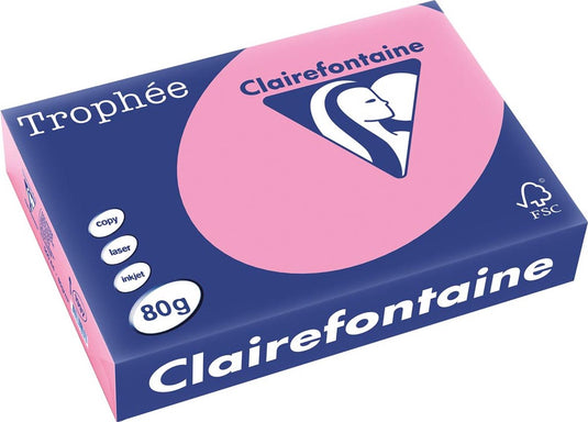 Clairefontaine trophée gekleurd papier, a4, 80 g, 500 vel, felroze
