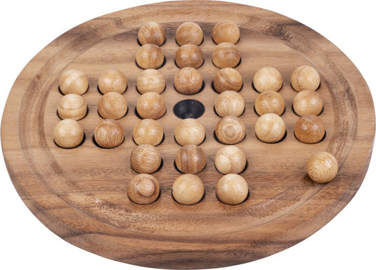 Longfield solitaire round large – houten solitaire bordspel – klassiek denkspel – solo strategiespel – houten balansspel – engelhart