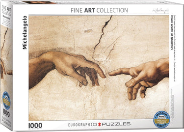 Eurographics - schepping van adam (detail sixtijnse kapel) - michelangelo di buonarotti - 1000 stukjes 68×48cm (b×h) - fine art legpuzzel