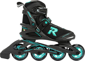Icon inline skates softboot dames 80 mm 82A zwart aqua maat 38