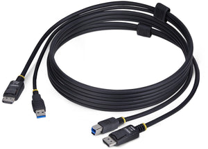 Startech 1,8m displayport en usb kvm kabel, 5gbps, 4k 60hz, universeel compatibele dp usb combo kabel voor kvm switches