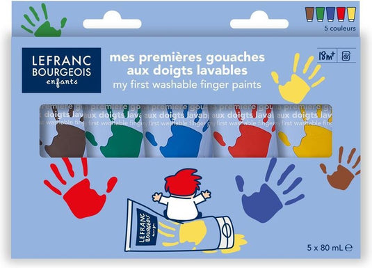 Lefranc bourgeois paris lefranc bourgeois my first uitwasbare gouache vingerverf set – classic 5×80 ml | vingerverf voor kinderen vanaf 18 maanden