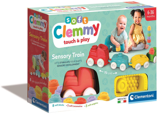 Clementoni - sensorische trein - baby speelgoed - zachte trein - soft clemmy - handvaardigheid - 6-36 maanden