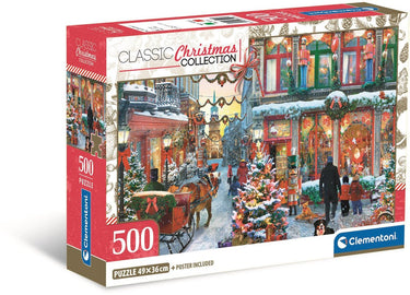 Clementoni legpuzzel kerst puzzel 500 stukjes besneeuwd dorp poster.