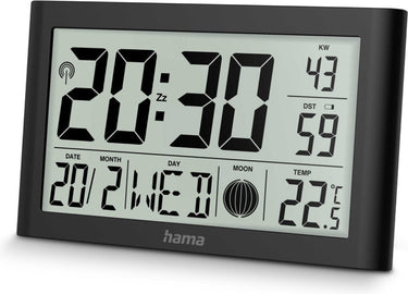 Hama wandklok- martinique- radiogestuurd - thermo- hygrometer- zwart