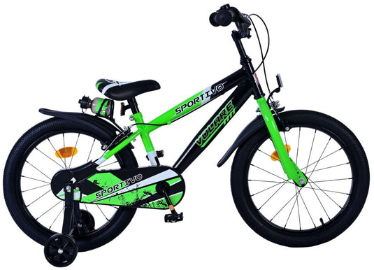 Volare sportivo kinderfiets - jongens - 18 inch - groen zwart - twee handremmen