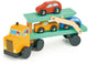 Mentari voertuigen - autotransporter met 3 auto's - 25x7x13cm - hout - 3 jaar