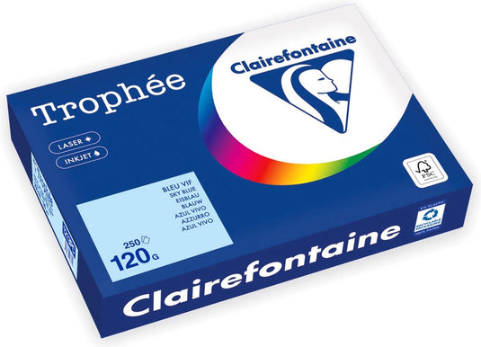 Clairefontaine trophée pastel, gekleurd papier, a4, 120 g, 250 vel, blauw
