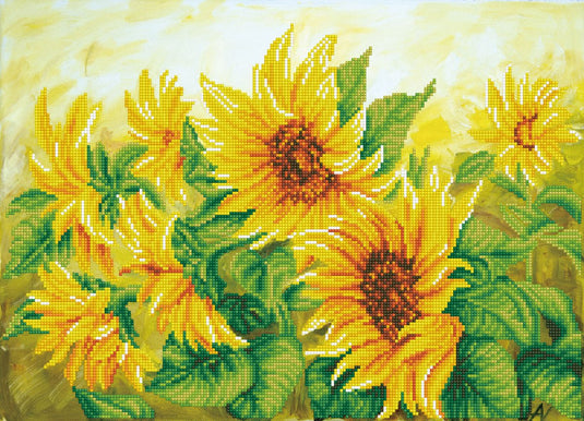 Diamond dotz® - diamond painting volwassenen - bloemen - zonnebloemen 41 x 57cm - ronde steentjes - volledig pakket