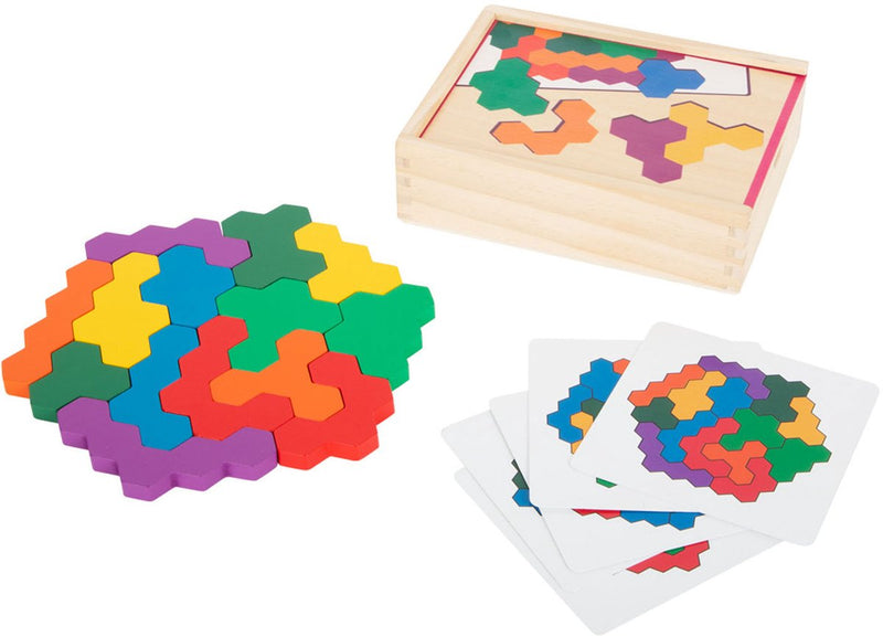 Afbeelding laden in galerijviewer, Small foot - houten vormenpuzzel hexagon
