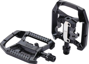 Bbb cycling mtb pedalen - dualchoice - combi fietspedalen: spd anti slip platform pedaal - spd pedalen inclusief schoenplaatjes - zwart - bpd-61