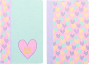 Kangaro schriften - b'log hearts - formaat a5 - met lijn - 2 stuks