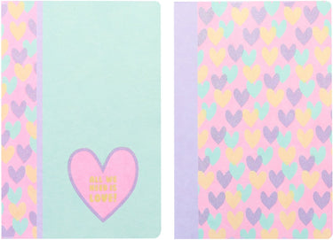 Kangaro schriften - b'log hearts - formaat a5 - met lijn - 2 stuks