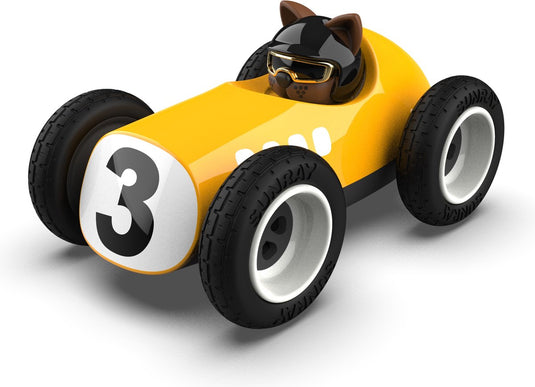 Playforever - speelgoedauto - egg sunnysider - geel