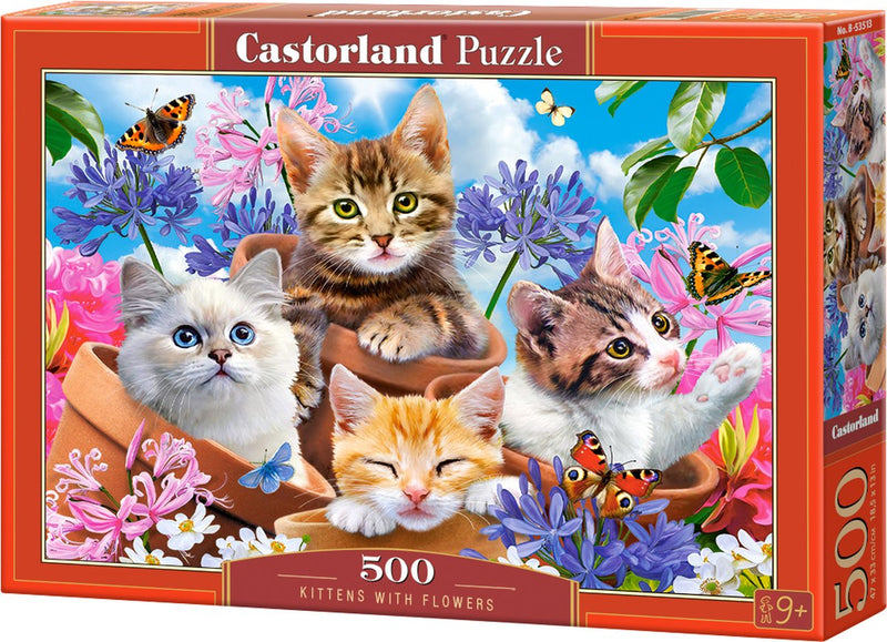 Afbeelding laden in galerijviewer, Castorland legpuzzel kittens with flowers, 500st.
