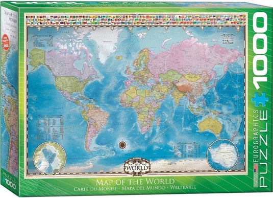 Eurographics - kaart van de wereld [map of the world] - 1000 stukjes 68×48cm (b×h) - legpuzzel