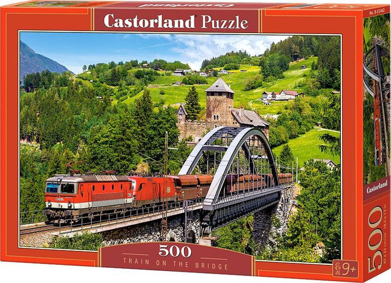 Cargue la imagen en el visor de la galería, Castorland train on the bridge – puzzel – 500 stukjes – satijnen afwerking – perfecte pasvorm – europese kwaliteit
