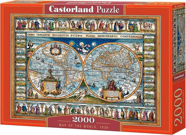 Castorland map of the world 1639 – puzzel – 2.000 stukjes – satijnen afwerking – perfecte pasvorm – europese kwaliteit