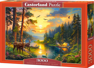 Castorland sunset over forest river – puzzel – 3000 stukjes – satijnen afwerking – perfecte pasvorm – europese kwaliteit
