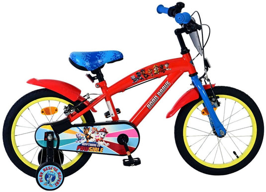 Volare paw patrol kinderfiets - jongens - 16 inch - rood - twee handremmen