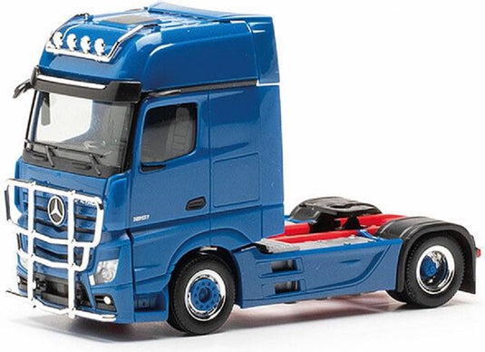 Herpa mercedes benz actros g. + bullbar en lampenbeugel, blauw schaal 1:87