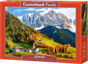 Castorland church of st. magdalena dolomites – puzzel – 2.000 stukjes – satijnen afwerking – perfecte pasvorm – europese kwaliteit