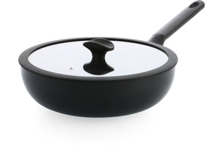 Bk enjoy wokpan 28cm – 4.2l – pfas-vrije antikleeflaag – wokpan inductie – keramische pan - ovenbestendig tot 160°c - koudgrepen - met glazen deksel - zwart